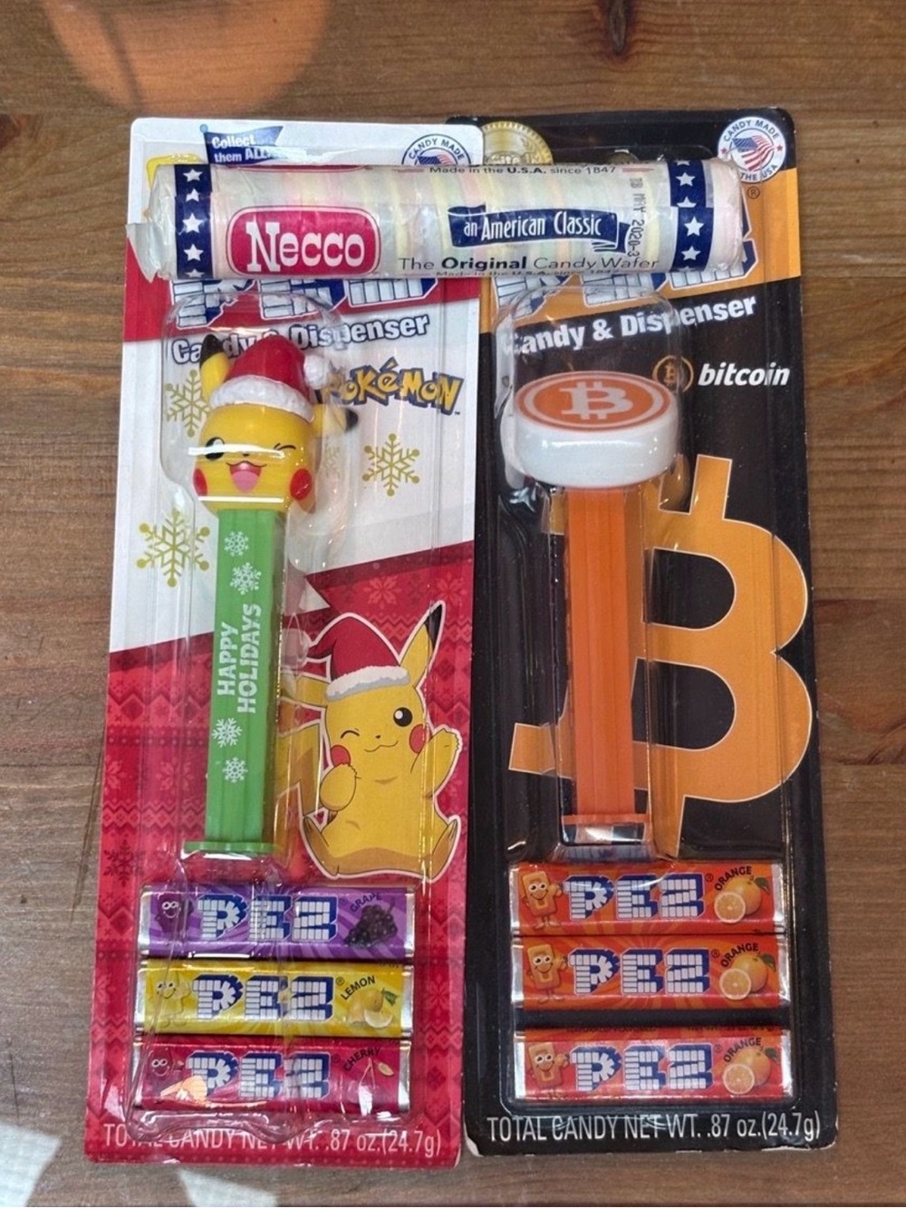 Pikachu & Bitcoin PEZ Candy Dispenser Duo - Original Necco Sealed